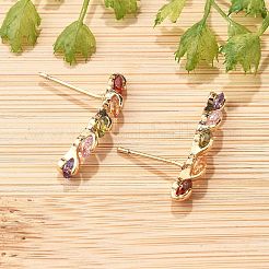 Серьги-гвоздики из латуни с микропаве из кубического циркония для женщин EJEW-G428-19G-01