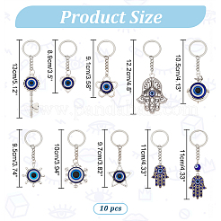10 шт. 10 стиля турецкий синий брелок из смолы с подвеской от сглаза KEYC-NB0001-66