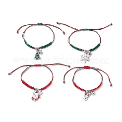 4 шт. браслеты с подвесками из сплава и эмали на рождественскую тематику BJEW-TA00652