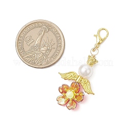 Подвеска-украшение из искусственного жемчуга в виде цветка из акрила и АБС-пластика HJEW-JM03529-02