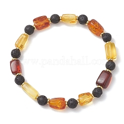 Натуральные янтарные и лавовые бусины&nbsp;BJEW-JB13385