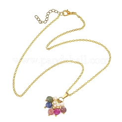 Colliers pour femmes avec pendentif en forme de dé en tourmaline multicolore naturelle&nbsp;NJEW-JN06472