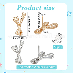 4 пара двухцветных латунных сережек-гвоздиков KK-BC0014-73