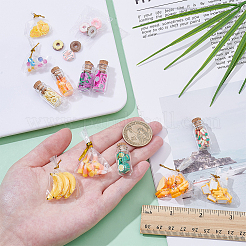 Смешанная форма стеклянная бутылка миниатюра и смоляная мини имитация еды украшения DJEW-WR0001-07