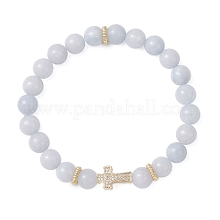Braccialetti elastici con perle rotonde di quarzo naturale&nbsp;BJEW-JB12257