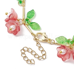 Bracelets à breloques en verre et acrylique à fleurs&nbsp;BJEW-JB10443-03
