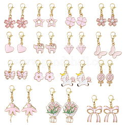 Подвесные украшения из эмали из сплава 30 шт. HJEW-SC0002-13