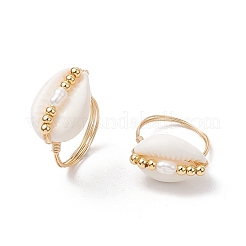 Натуральные перстни из ракушек каури для женщин RJEW-JR00834