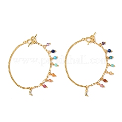 Браслеты-цепочки с подвесками из латуни и кубического циркония&nbsp;BJEW-JB12364-02