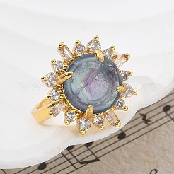Anelli con pietre preziose sintetiche e naturali di girasole&nbsp;RJEW-B113-03G