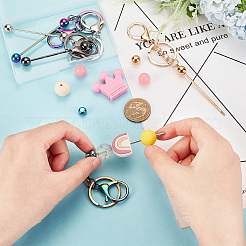 5 шт. 5-х стильный металлический брелок для ключей с бусинами для изготовления украшений своими руками KEYC-PH0001-96