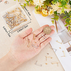 60 шт. 2-цветная прямоугольная фурнитура для сережек-гвоздиков из нержавеющей стали 304 STAS-BBC0002-46