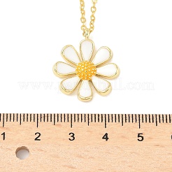 Латунные белые эмалевые цветочные подвески ожерелья для женщин NJEW-S449-07G