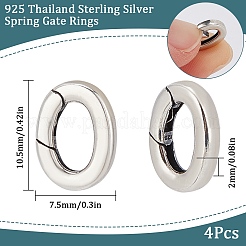 4 шт. 925 кольца Spring Gate из стерлингового серебра из Таиланда STER-SC0001-34