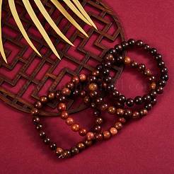 Эластичные браслеты из натурального дерева унисекс с бусинами BJEW-SZ0001-004