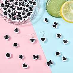 80шт. 4-х цветные двухцветные акриловые бусины&nbsp;OACR-YW0003-38