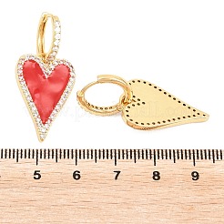 Orecchini a cerchio a forma di cuore in ottone con micro pavé di zirconi cubici trasparenti per San Valentino&nbsp;EJEW-Z164-10G-01