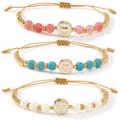 3 шт. минималистичный регулируемый браслет из синтетических бирюзовых бусин&nbsp;SR5600-5