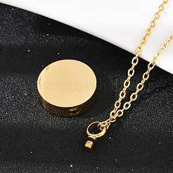 304 нержавеющая сталь плоская круглая подвеска урна для праха домашних животных ожерелья&nbsp;LS-NJEW-S455-01G