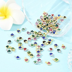 50 шт. 5-цветная подвеска в форме сердца с покрытием из латуни и стекла&nbsp;KK-YW0004-09G