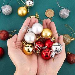 3 коробка 3 стиля рождественских мячей пластиковые украшения AJEW-SZ0001-86