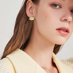 キュービックジルコニア スワン スタッド ピアス  女性用スターリングシルバージュエリー925個  ゴールドカラー  9.5x8mm  ピン：0.8mm&nbsp;JE1003B