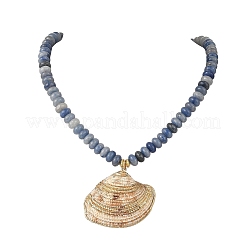 Colliers avec pendentif en coquillage Saint-Jacques naturel plaqué électrolytique&nbsp;NJEW-JN06445