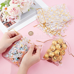 80 шт. 2 стильных мешочка из органзы с принтом в виде сердца OP-BBC0001-04D