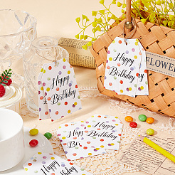 100 шт. прямоугольные бумажные бирки на тему дня рождения с набором из 20-метрового джутового шнура&nbsp;DIY-SP0003-89C