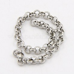 変色しにくい304ステンレススチールのローロチェーン  ベルチャーチェーン  溶接されていない  ステンレス鋼色  3.5x1mm&nbsp;CHS-K001-99B