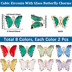 16шт 8 цвета стеклянные подвески GLAA-BBC0001-08