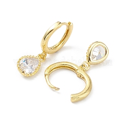 Серьги-кольца с каплевидным покрытием из латуни с кубическим цирконием&nbsp;X-EJEW-K245-23G