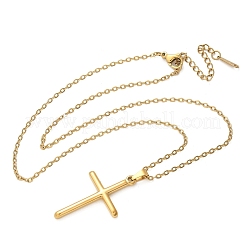 Ожерелья из нержавеющей стали 304 с подвеской-крестом и цепочкой NJEW-S442-05G
