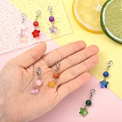 7 шт. 7-х цветная стеклянная звезда круглая подвеска украшение&nbsp;HJEW-YW00103