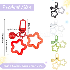 10шт 5-х цветные акриловые подвесные украшения в виде звезд&nbsp;HJEW-BBC0001-25