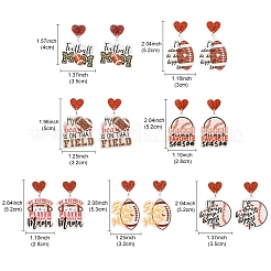 1 пара сережек-гвоздиков с леопардовым принтом в виде сердца для матери и спорта из акрила EJEW-FS0001-22D