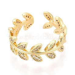 Латунные кольца-манжеты с микропаве из прозрачных кубических цирконий KK-T079-59G