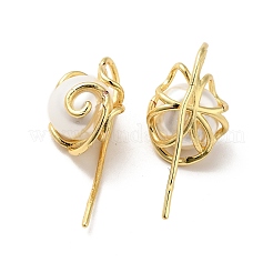 Orecchini pendenti con fiore di perle in abs&nbsp;EJEW-F288-14G
