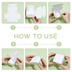 Boîtes cadeaux de rangement en papier carrées pliables&nbsp;CON-WH0110-035A-02