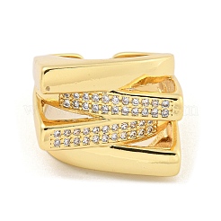 Прямоугольное открытое кольцо-манжета с прозрачным кубическим цирконием RJEW-L121-023G