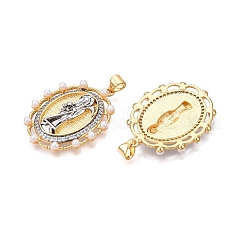 Латунные микро-паве кубические цирконии с подвесками из искусственного жемчуга ABS&nbsp;KK-T070-19G