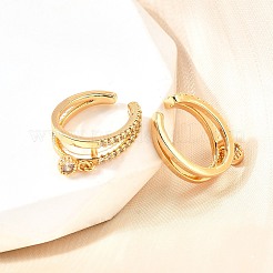 Латунные серьги-манжеты из прозрачного кубического циркония EJEW-F370-11G