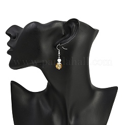 Серьги-подвески из латуни с синтетическим цитрином EJEW-JE06588-03