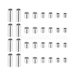 925純銀製のチューブビーズ  チューブ  プラチナ  1.2~5x1.2~2mm  穴：0.7~1.5mm  108個/セット&nbsp;STER-PH0003-46P