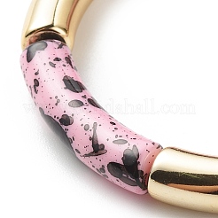 Braccialetto elastico con perline in tubo curvo acrilico&nbsp;BJEW-JB08444-01