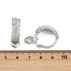 Серьги-кольца из латуни с микропаве и прозрачным кубическим цирконием в форме сердца EJEW-S275-04P