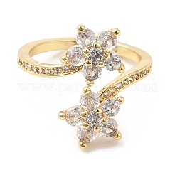 Открытое кольцо-кафф с кубическим цирконием&nbsp;RJEW-L106-009G-03