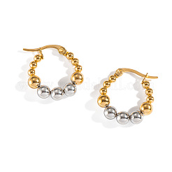 Круглые серьги-кольца из нержавеющей стали двухцветные FN9232