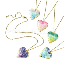 304 нержавеющая сталь эмалированная подвеска в форме сердца ожерелье из троса цепи NJEW-JN05163