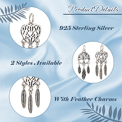 2 шт. 2 стиля 925 подвески из стерлингового серебра STER-HS0001-07